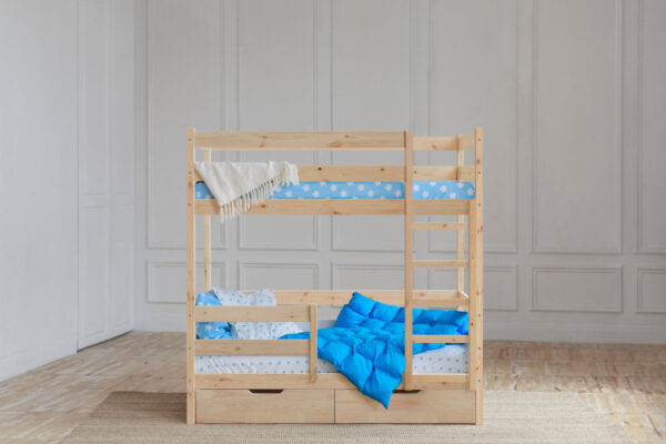 Детская двухъярусная кровать Домик в натуральном цвете (2)